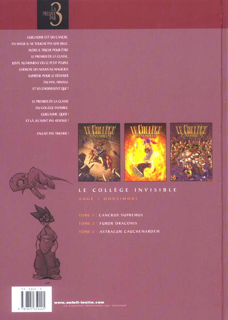 Verso de l'album Le Collège invisible Tomes 1 à 3