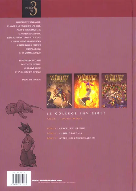 Verso de l'album Le Collège invisible Tomes 1 à 3