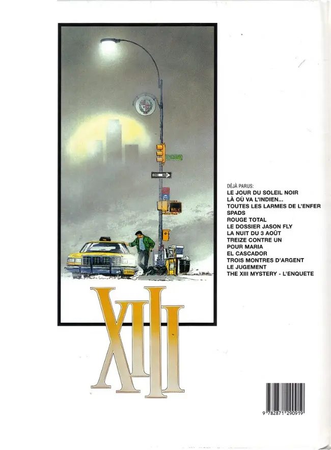 Verso de l'album XIII Tome 13 The XIII mystery - L'enquête