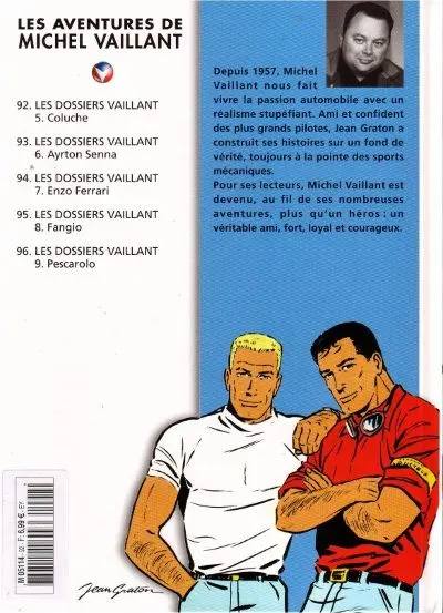 Verso de l'album Michel Vaillant La Collection Tome 92 Coluche c'est l'exploit d'un mec...
