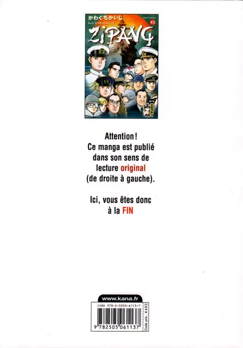 Verso de l'album Zipang 43
