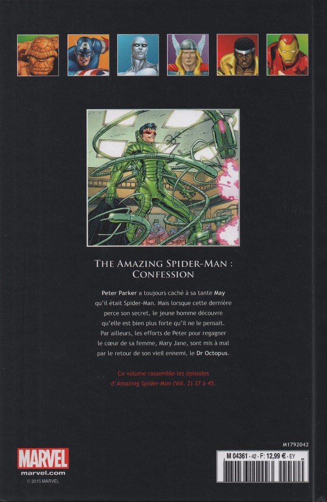 Verso de l'album Marvel Comics - La collection de référence Tome 42 The Amazing Spider-Man - Confession