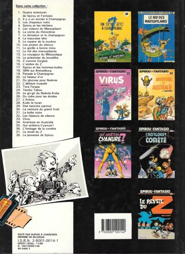 Verso de l'album Spirou et Fantasio Tome 12 Le nid des Marsupilamis