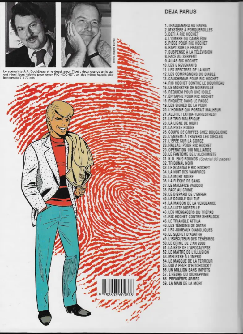 Verso de l'album Ric Hochet Tome 16 Requiem pour une idole