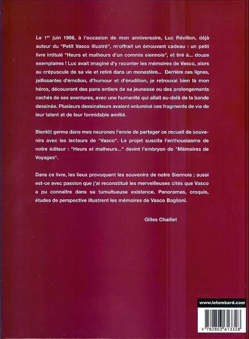 Verso de l'album Vasco Tome 16 Mémoires de voyages