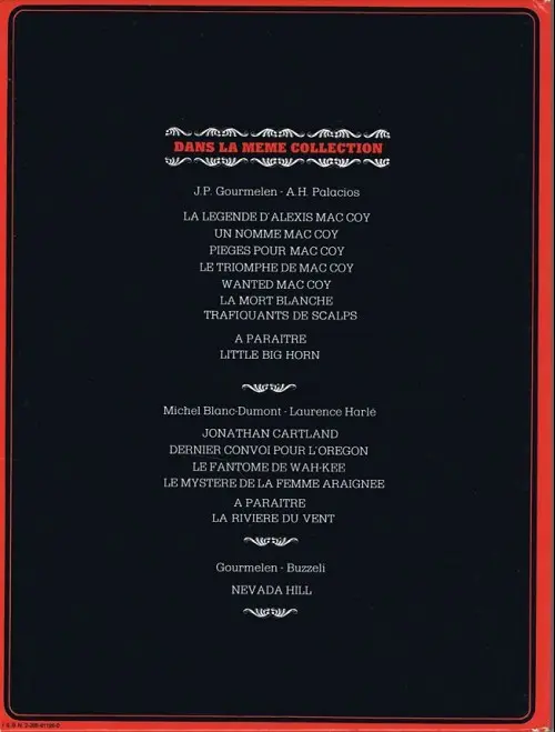 Verso de l'album Mac Coy Tome 7 Trafiquants de scalps