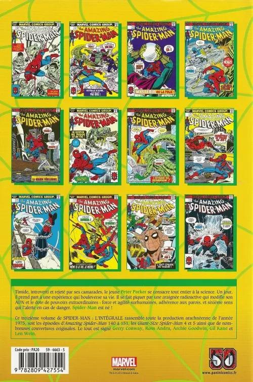 Verso de l'album Spider-Man - L'Intégrale Tome 13 1975