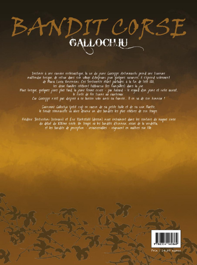 Verso de l'album Gallochju, bandit d'honneur Bandit corse