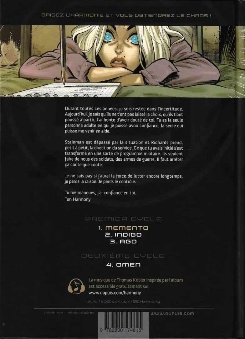 Verso de l'album Harmony Tome 1 Memento