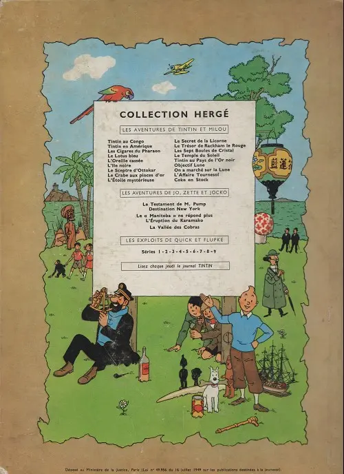 Verso de l'album Tintin Tome 11 Le Secret de la Licorne