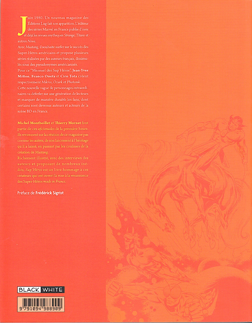 Verso de l'album Sup'Héros La grande aventure du magazine Mustang