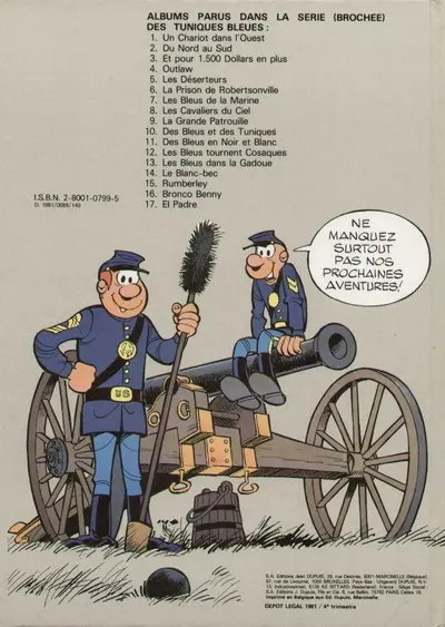 Verso de l'album Les Tuniques Bleues Tome 18 Blue Retro