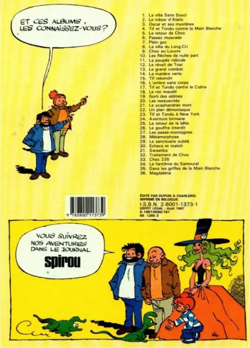 Verso de l'album Tif et Tondu Tome 31 Swastika