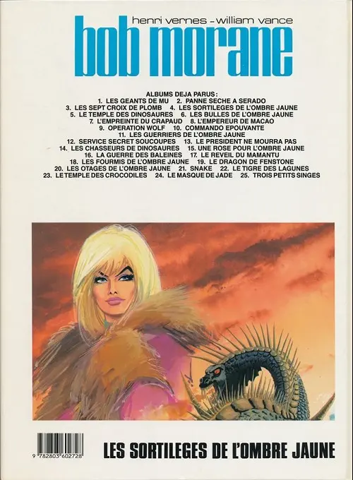 Verso de l'album Bob Morane Tome 23 Les sortilèges de l'ombre jaune