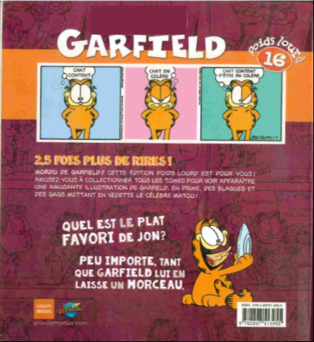 Verso de l'album Garfield Poids lourd 16