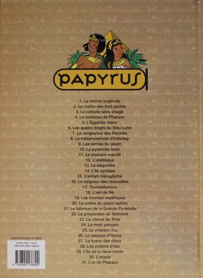 Verso de l'album Papyrus Tome 29 L'île de la reine morte