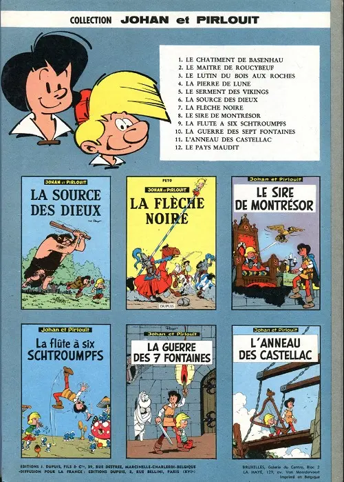 Verso de l'album Johan et Pirlouit Tome 11 L'anneau des Castellac