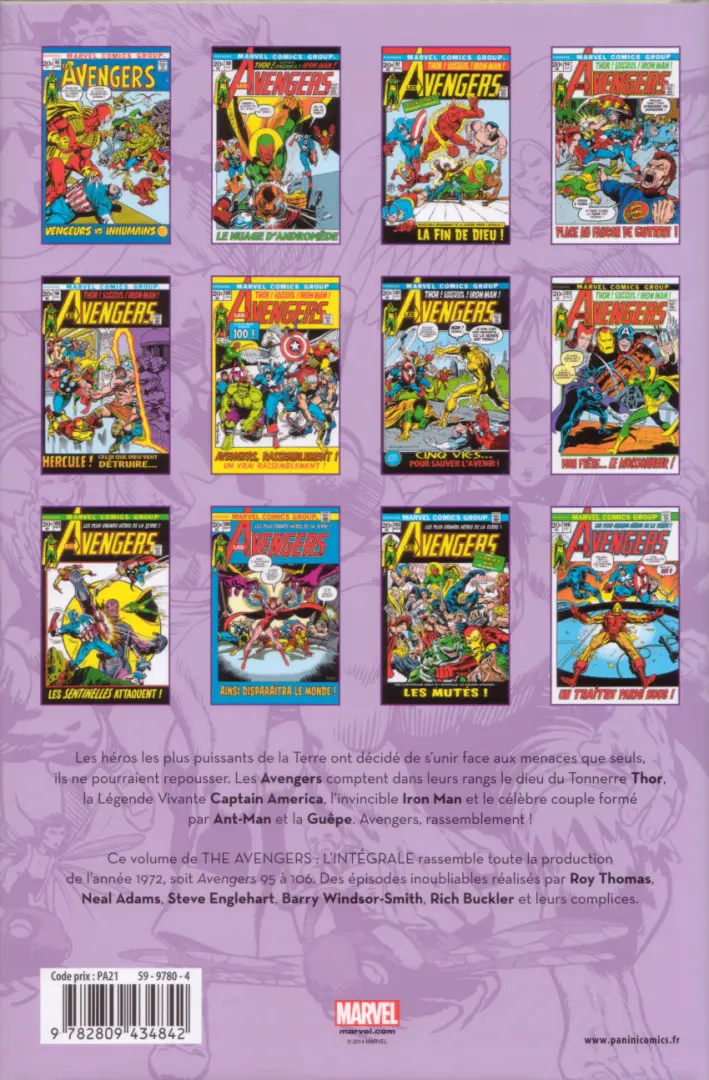 Verso de l'album The Avengers - L'intégrale Tome 9 1972