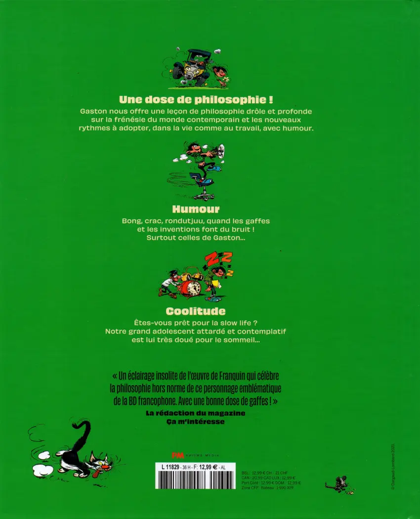 Verso de l'album Gaston Une dose de philo, d'humour et de coolitude !