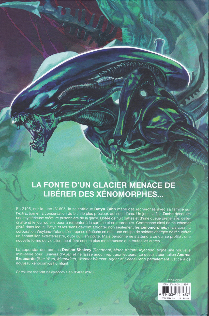 Verso de l'album Alien Volume 1 Dégel