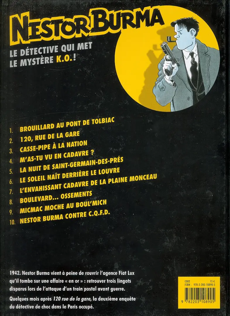 Verso de l'album Nestor Burma Tome 11 Nestor Burma contre C.Q.F.D.
