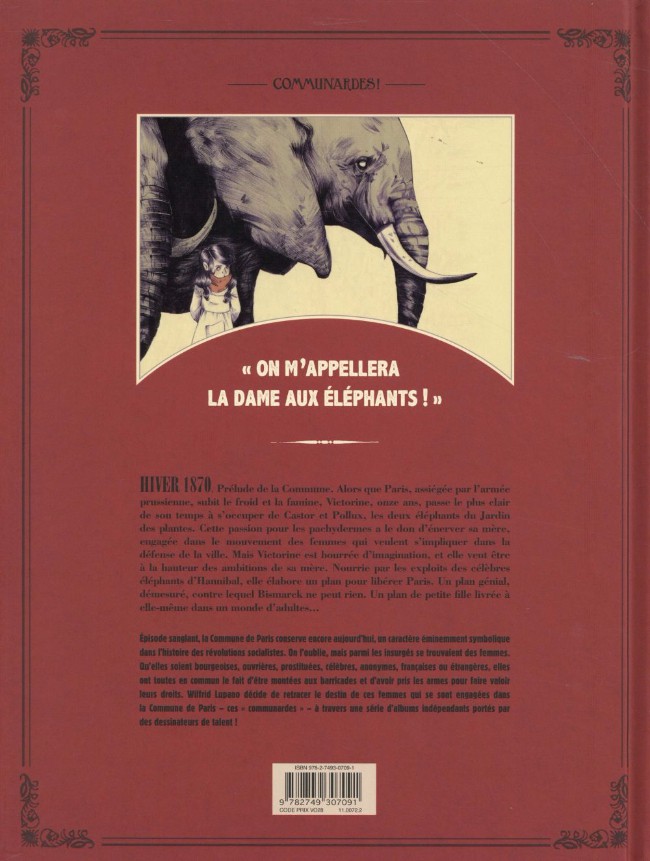 Verso de l'album Communardes ! Les éléphants rouges