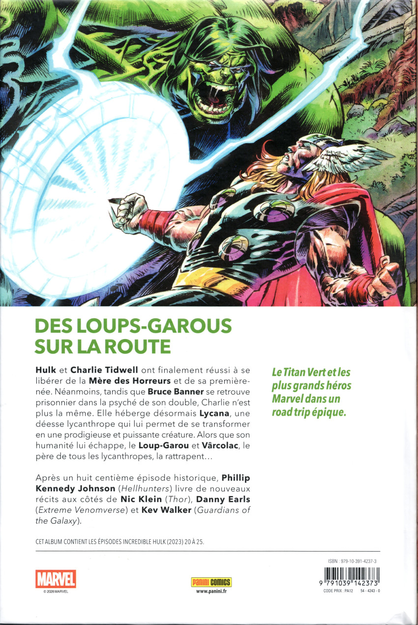 Verso de l'album The incredible Hulk 5 Les Dieux boivent du sang