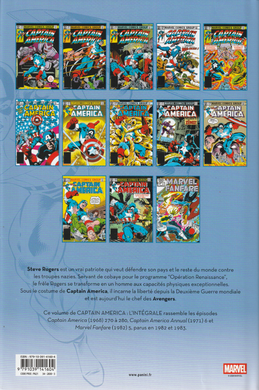 Verso de l'album Captain America - L'intégrale Tome 21 1982-1983