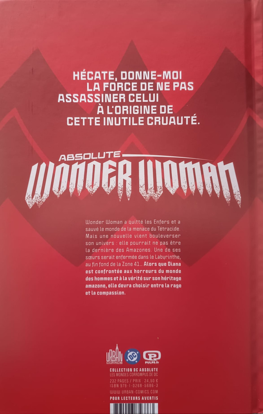 Verso de l'album Absolute Wonder Woman Tome 2 Le Labyrinthe