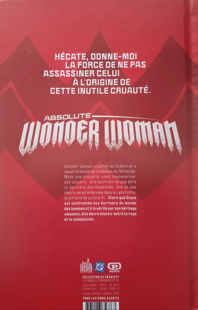 Verso de l'album Absolute Wonder Woman Tome 2 Le Labyrinthe