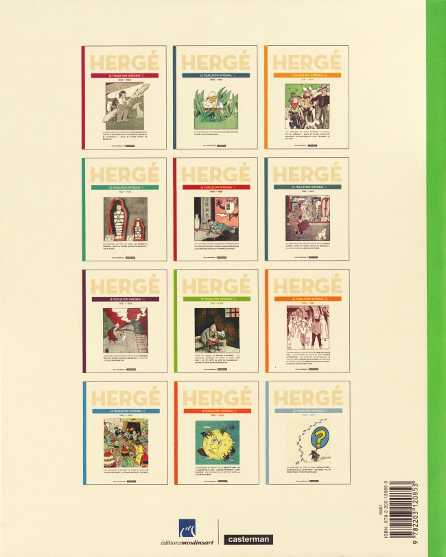 Verso de l'album Hergé - Le Feuilleton intégral Tome 8 1938 - 1940