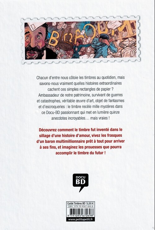 Verso de l'album Histoires incroyables du timbre en BD Histoires incroyables du timbre en DB