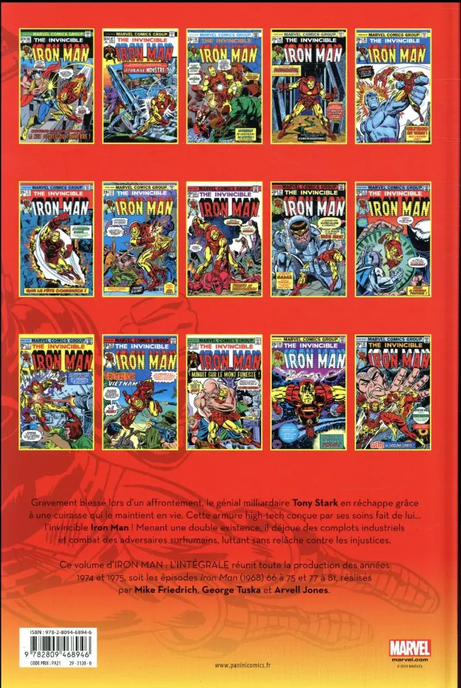Verso de l'album Iron Man - L'Intégrale Tome 9 1974 - 1975