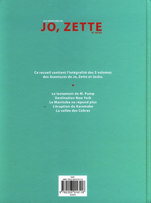 Verso de l'album Les Aventures de Jo, Zette et Jocko