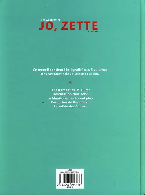 Verso de l'album Les Aventures de Jo, Zette et Jocko
