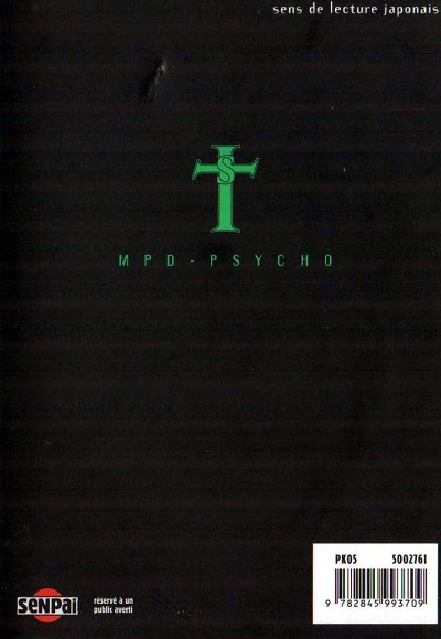 Verso de l'album MPD-Psycho - Le détective schizophrène N° 4