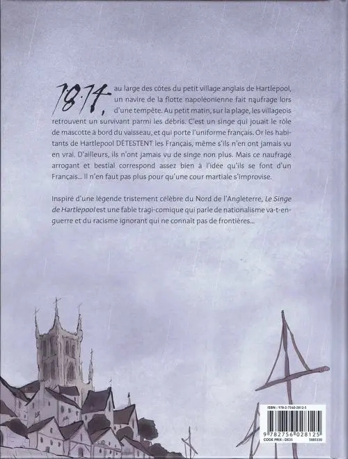 Verso de l'album Le singe de Hartlepool