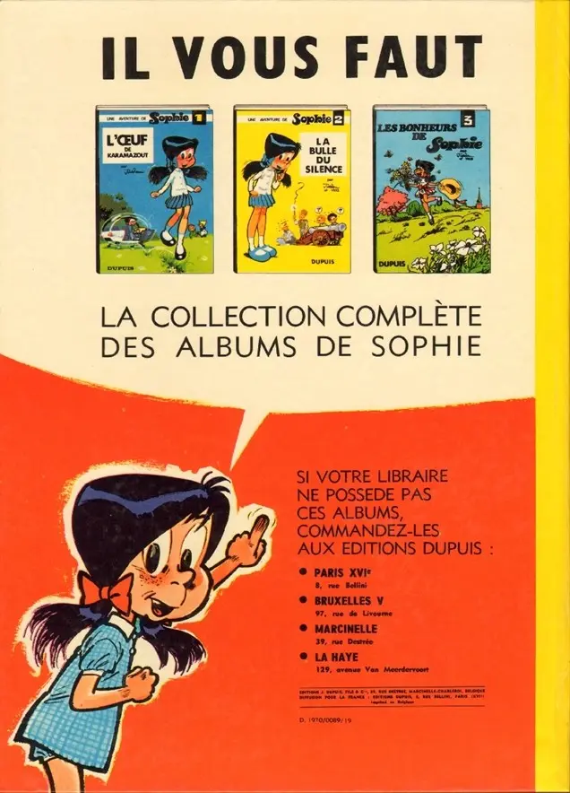 Verso de l'album Sophie Tome 4 Qui fait peur à Zoé ?