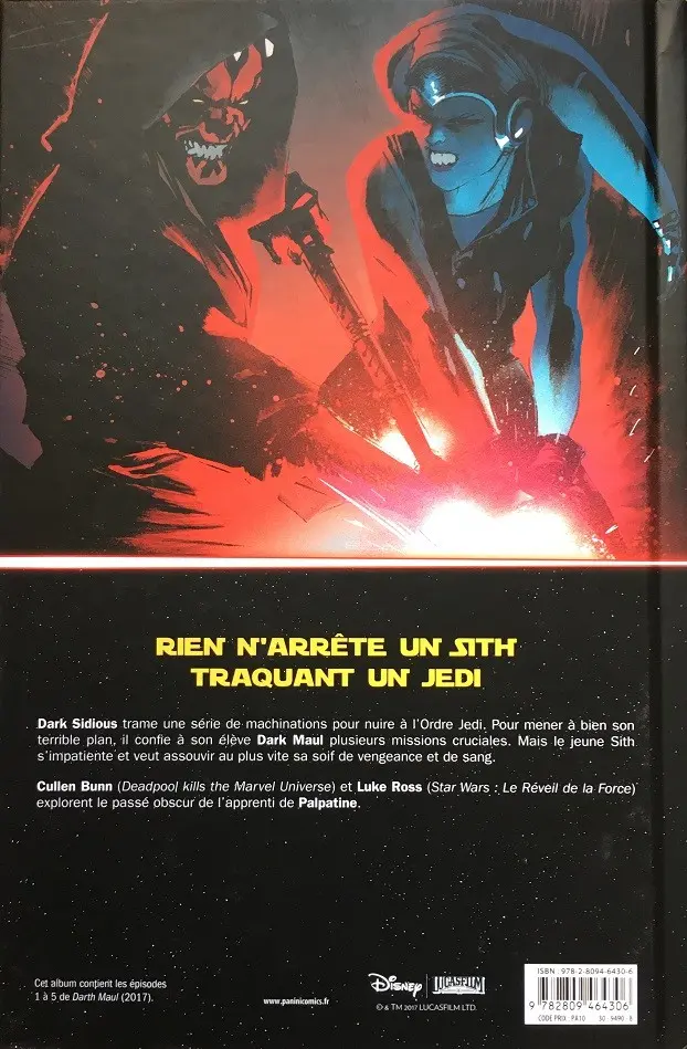 Verso de l'album Star Wars - Dark Maul Soif de sang