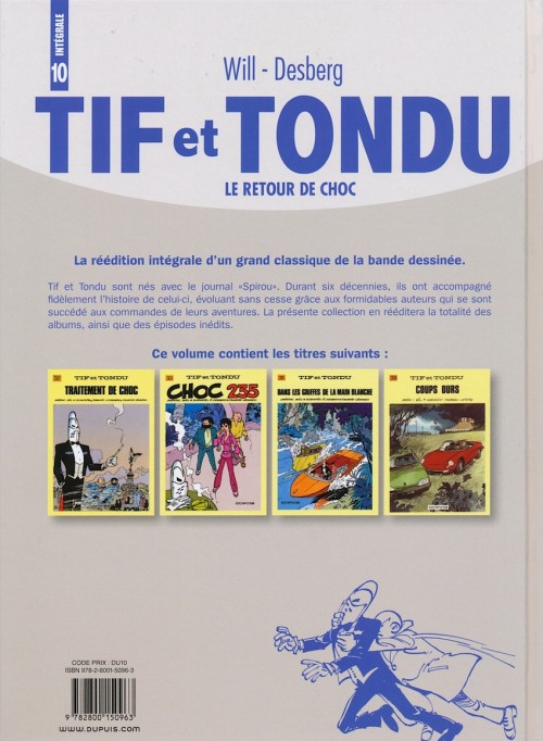 Verso de l'album Tif et Tondu Intégrale Tome 10 Le Retour de Choc