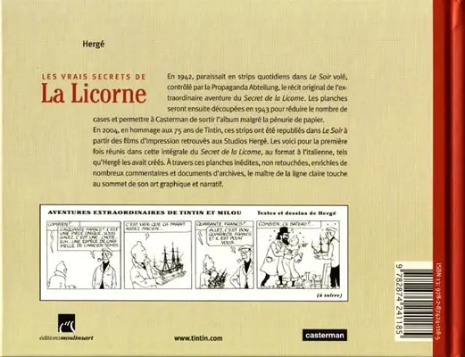 Verso de l'album Tintin - Divers Les vrais secrets de La Licorne