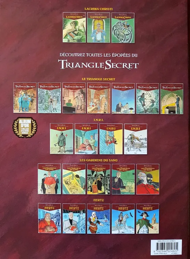 Verso de l'album Le Triangle secret - Lacrima Christi Tome IV Le message du passé
