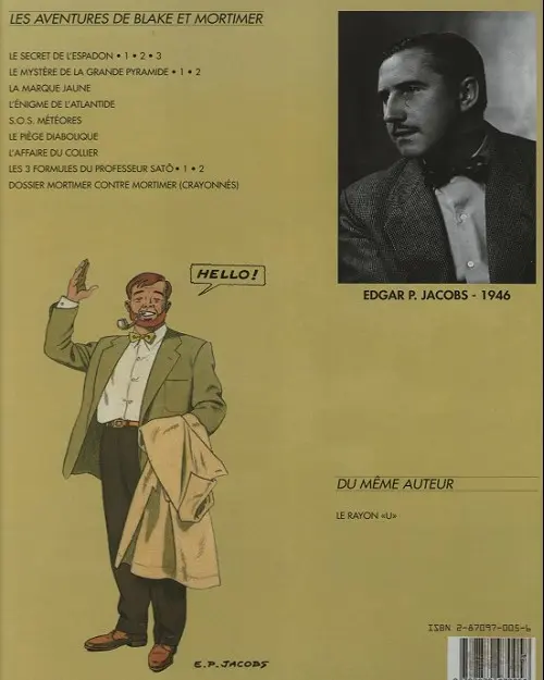 Verso de l'album Blake et Mortimer Tome 3 Le Secret de l'Espadon