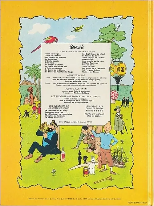 Verso de l'album Les Aventures de Jo, Zette et Jocko Tome 5 La vallée des cobras
