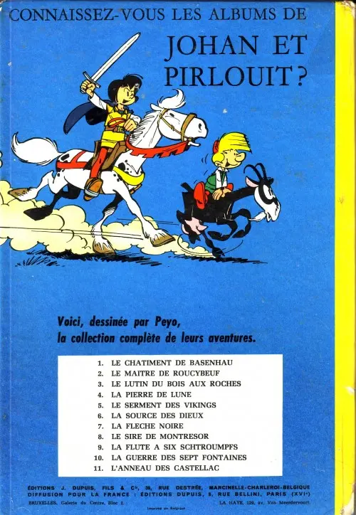 Verso de l'album Johan et Pirlouit Tome 4 La pierre de lune
