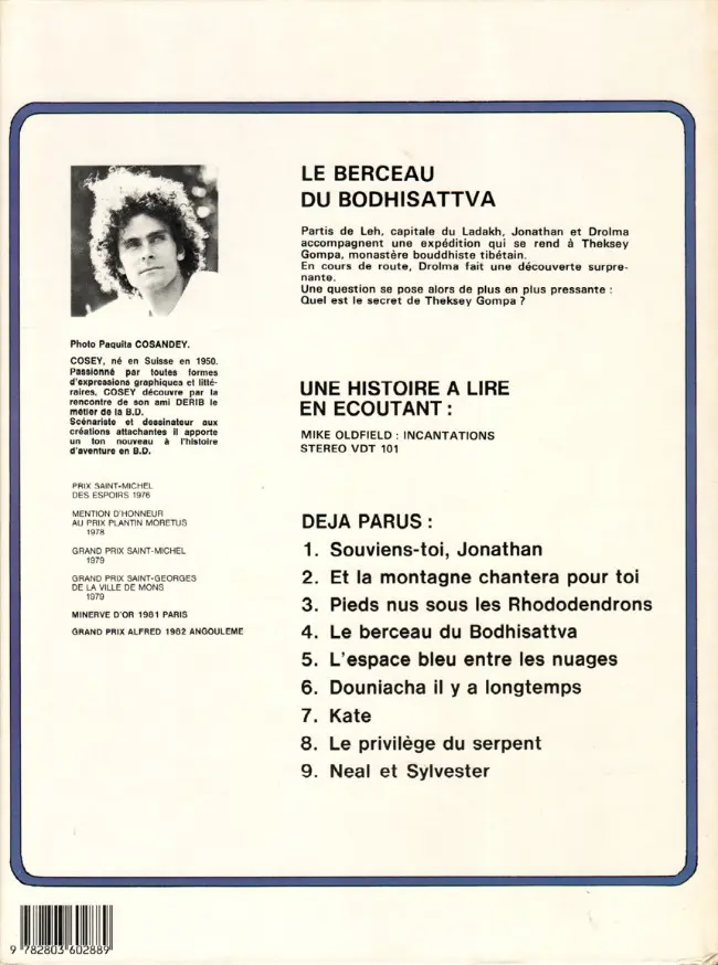 Verso de l'album Jonathan Tome 4 Le berceau du Bodhisattva