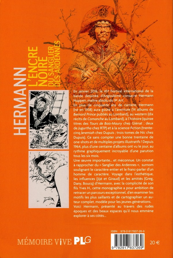 Verso de l'album Hermann - L'encre noire du Sanglier des Ardennes