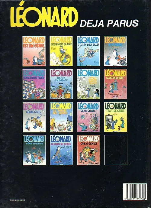 Verso de l'album Léonard Tome 3 Léonard c'est un quoi, déjà ?