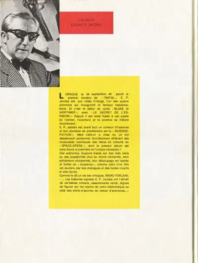 Verso de l'album Avant Blake et Mortimer Tome 1 Le Rayon «U»