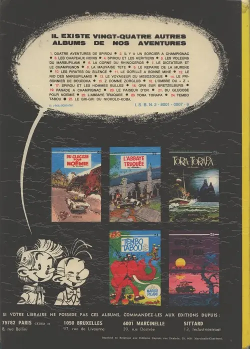 Verso de l'album Spirou et Fantasio Tome 5 Les voleurs du Marsupilami